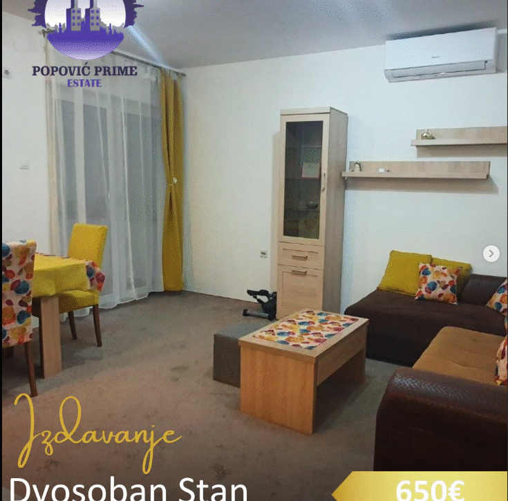 IZDAJE SE DVOSOBAN STAN | BLOK 9 | 63 m² | VISOKO PRIZEMLJE