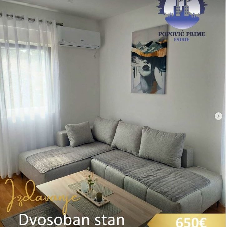IZDAJE SE NOV, NAMJEŠTEN DVOSOBAN STAN | ZAGORIČ | 61 m² | GARAŽA UKLJUČENAZakup: 650 € (moguć dogovor)